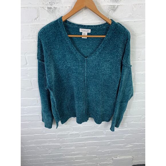 Rachel Zoe Women's V-Neck Knit Pullover Sweater Long Sleeve Teal Blue Size XL - Picture 1 of 5